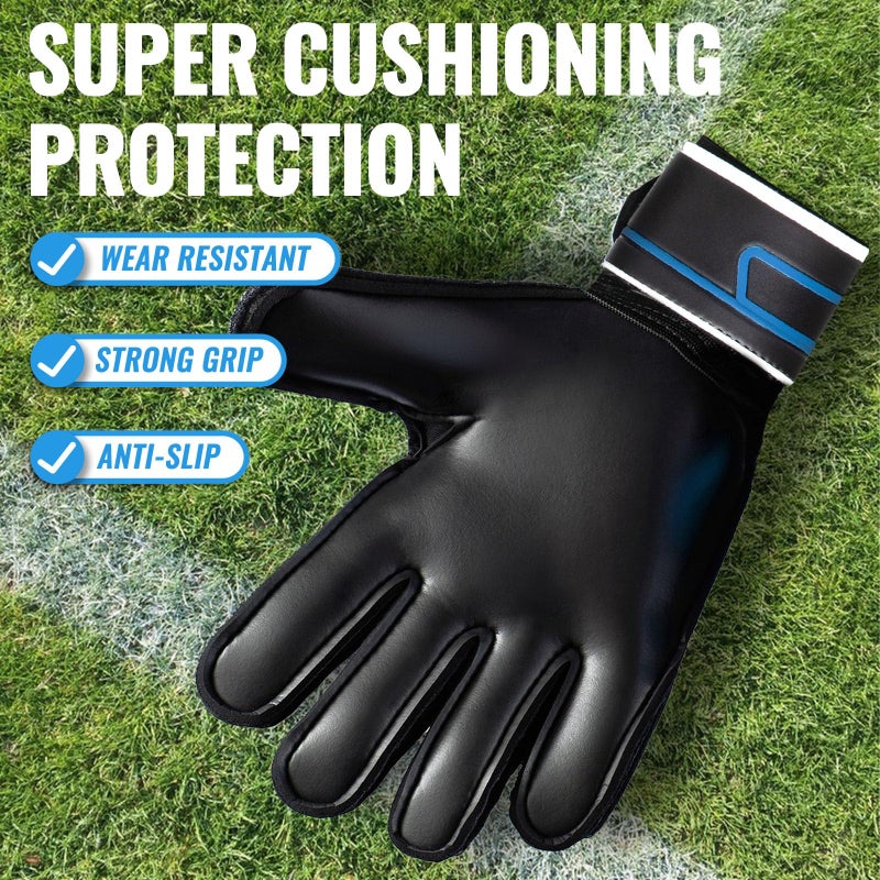 Malker Soccer Goalie Gloves Goalkeeper Gloves with Fingersave and Double Wrist Protection, Strong Grip Goalkeeper Gloves for Youth&Adult Size 7 (Black) - Image 4